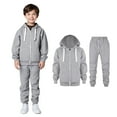 thumbnail image 1 of Kids Tracksuit Athletic Sweatsuits Sets 2 Piece Long Sleeve Zip up Gray Soft Hoodie Leggings Pants Warm Fall Winter Clothes Kids Clothes Boys Size 9-10 Years Kids Clothing, 1 of 7