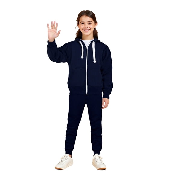 Kids Tracksuit Athletic Sweatsuits Sets 2PC Long Sleeve Blue Zip Up Basic Hoodie and Jogger Sweatpants Warm Fall Winter Clothes 9-10 Years Girls Clothes