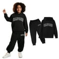 thumbnail image 1 of Kids Tracksuit Athletic Sweatsuits Sets 2PC Long Sleeve Letter Graphic Basic Hoodie and Active Jogger Pants Winter Clothes Clothes for Girls 11-12 Years, 1 of 3