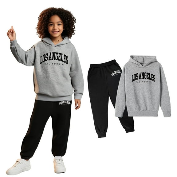 Kids Tracksuit Athletic Sweatsuits Sets 2PC Long Sleeve Letter Graphic Pullover Hoodie and Sweatpants Fall Clothes 5-6 Years Old Girl Clothes