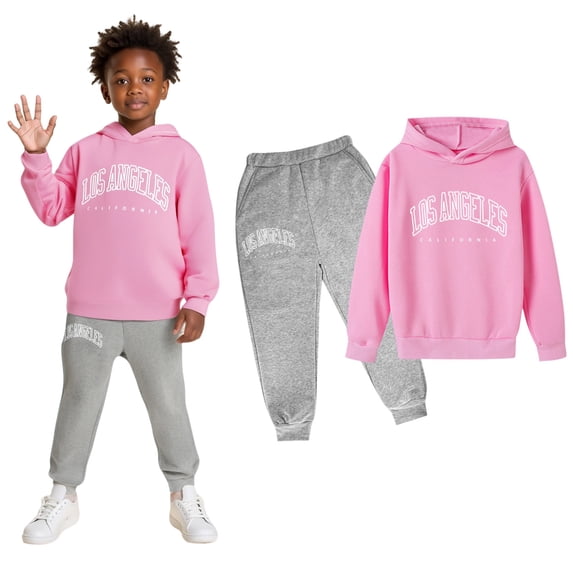 Kids Tracksuit Athletic Sweatsuits Sets,2PC Long Sleeve Letter Pattern Hoodie Sweatshirt Leggings Pants Fall Clothes Tracksuit Jogging Outfits Set 4-5 Years