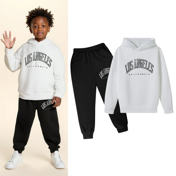 Kids Tracksuit Athletic Sweatsuits Sets,2PC Long Sleeve Letter Pattern Soft Hoodie Sweatpants Joggers Set Fall Clothes Kids Clothes Boys Size 7-8 Years