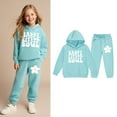 thumbnail image 1 of Kids Tracksuit Athletic Sweatsuits Sets,2PC Long Sleeve Light Blue Soft Hoodie and Active Jogger Pants Fall Clothes Boys 3-4 Years Clothes, 1 of 7