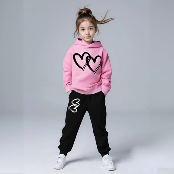 Kids Tracksuit Athletic Sweatsuits Sets,2PC Long Sleeve Pink Tracksuit Pullover Hoodie Leggings Pants Winter Clothes Boys Outfits Size 9-10 Years Cute Boys Girls Clothing