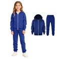 thumbnail image 1 of Kids Tracksuit Zipper Girls Blue Sweatsuit Hooded Sweatshirt and Sweatpants Set Boys Jogging Sets 5-6 Years, 1 of 9