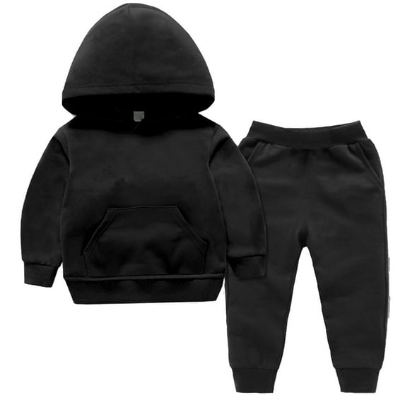 ZyeKqe Kids Tracksuits 2 Piece Athletic Hoodie Sweatshirts Sweatpants Solid Color Boys Girls Tracksuit Set Activewear