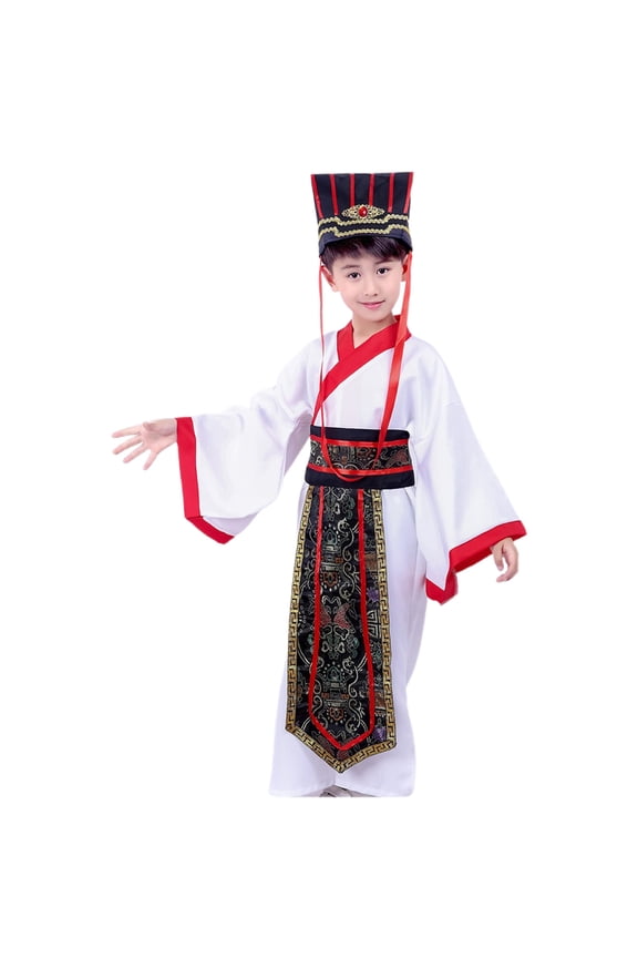 Kids Traditional Chinese Hanfu for Boys, Ancient Scholar & Official Robe, Children's Historical Drama & Performance Outfit for 2-18 Years