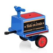Kids Train Carriage W/ Storage Box, Secure Handlebar, Single Seater, Not included Train Locomotive-Blue