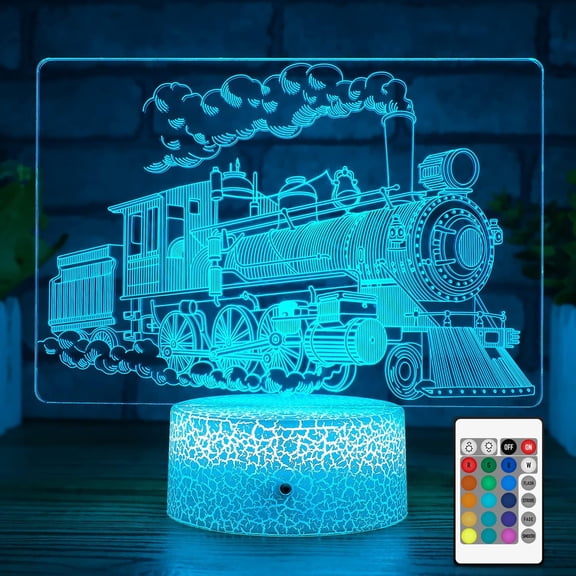 Kids Train Decor Night Light, Night Train Lamp with Touch and Remote 7 Colors Changing Timer Dimmable Cool Room Decor Trains for 4 Year Old Boys as Bedside Lamp for Boys Girls