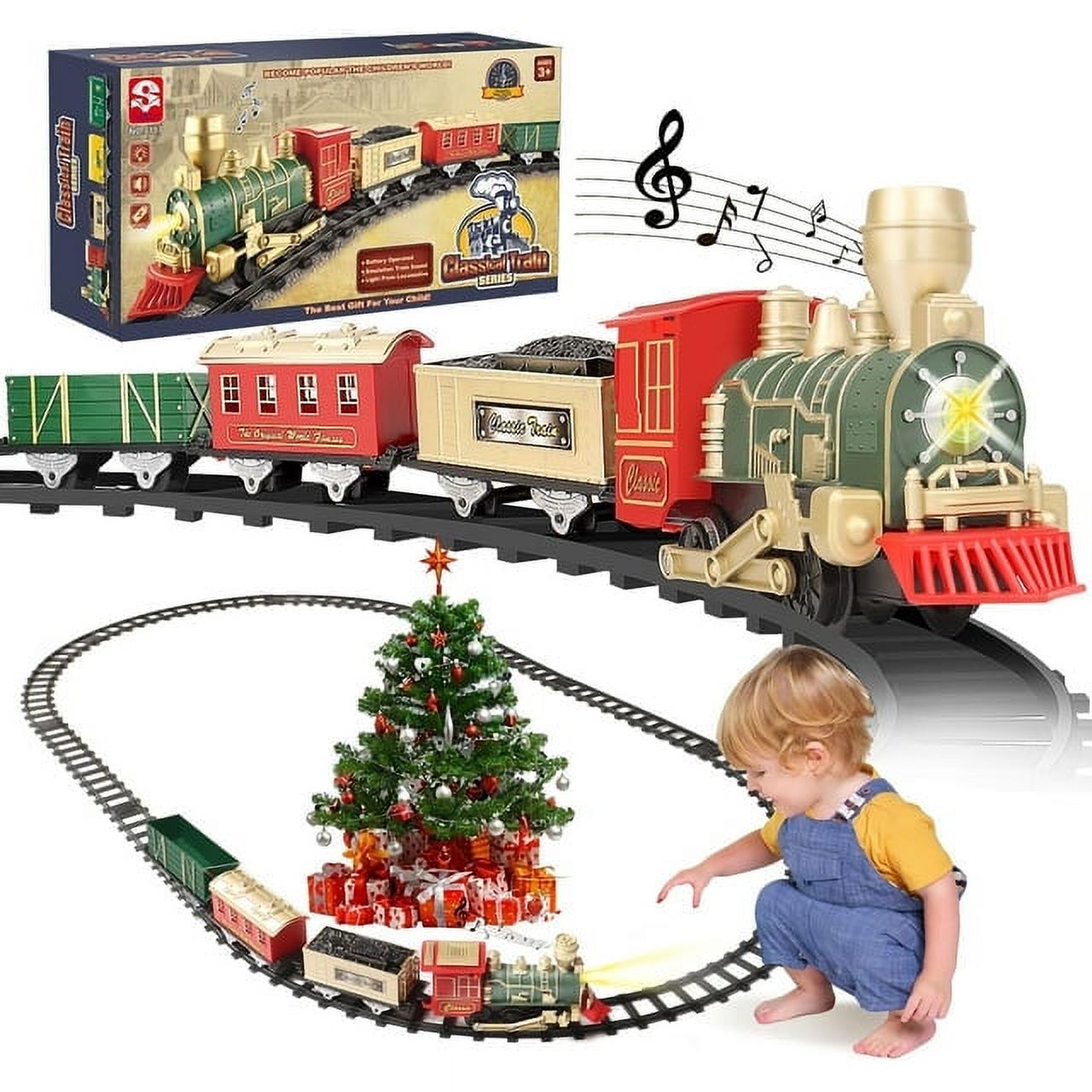 Kids Train SetElectric Train Toys w/Light & Sounds,Toddler Model Train