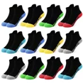 thumbnail image 1 of Kids Trainer Socks Boys Sports Ankle Athletic Socks 12 Pairs Black White Design of Splicing Stripes Breathable Socks for 1-14 Years Children, 1 of 5