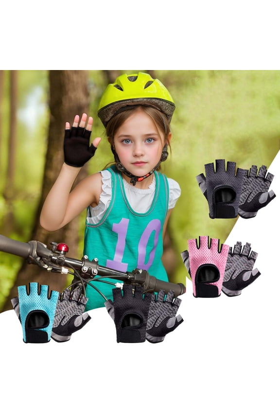 Kids Training Gloves, Half Finger Anti Slip Polyester Sports Gloves for Cycling Fitness Outdoor Activities and Exercise