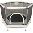 thumbnail image 1 of Kids Trampoline, Aesthetic Indoor and Outdoor Toddler Trampoline with Safety Net, Basketball Hoop, 220lb Capacity, Ultra Safe No-Gap Design, Gifts for Boys & Girls, 1 of 9