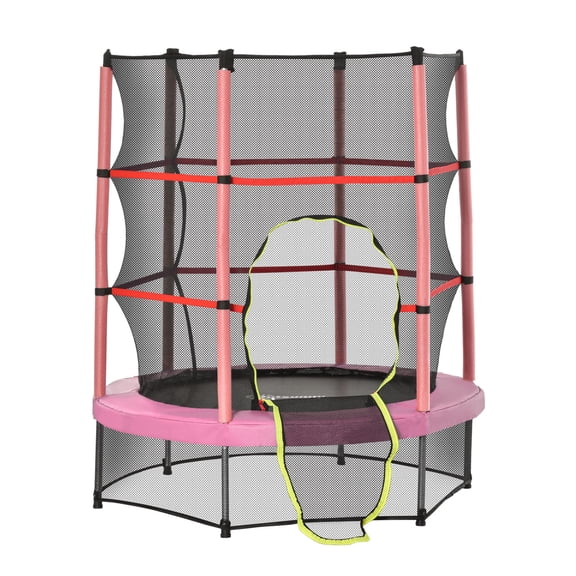 Kids Trampoline with Enclosure Net 5FT Pink - 3-6 Years Toddler Bouncer - Springless Trampoline for Indoor Outdoor Use - Safe Aerobic Workout