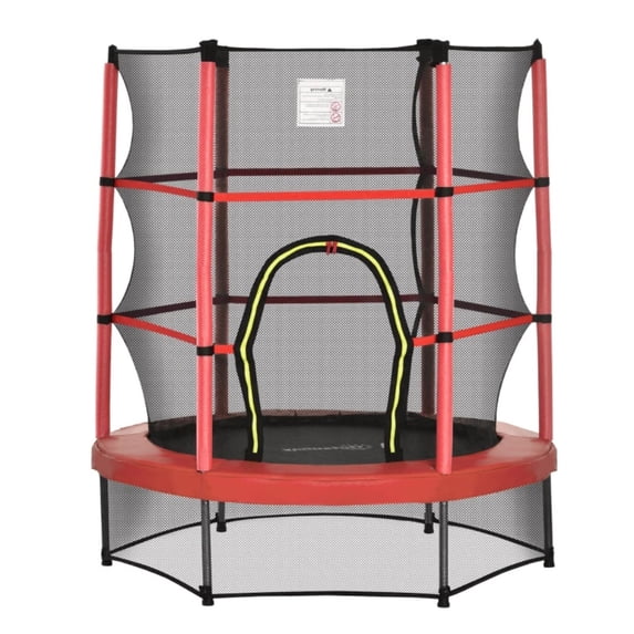 Kids Trampoline with Safety Enclosure Net, Round Bounce Trampoline with Padded Mat for Backyard Garden Outdoor Play, Children Exercise Toy