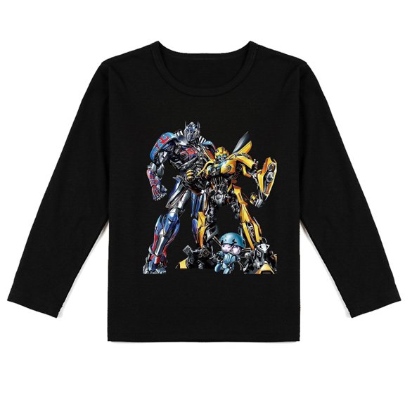Kids Transformers Cotton Long Sleeve T-shirt: Trendy Print for Spring & Autumn Fashion
