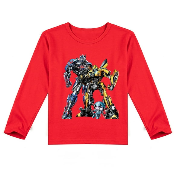 Kids Transformers Cotton Long Sleeve T-shirt: Trendy Print for Spring & Autumn Fashion