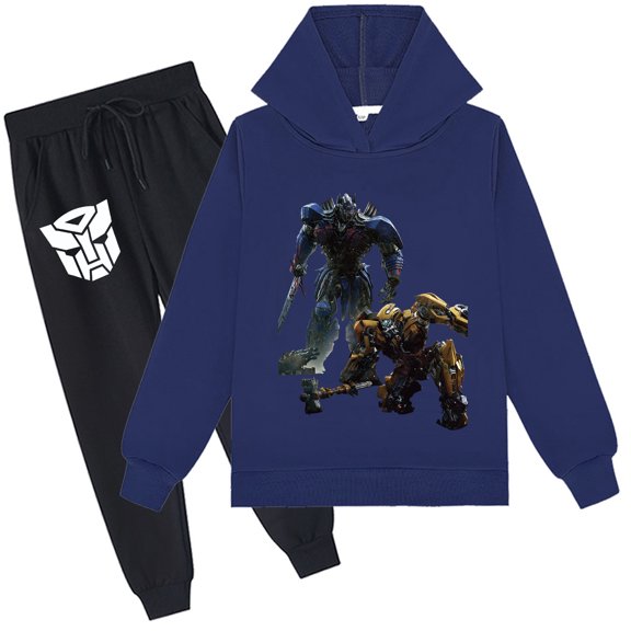 Kids Transformers Pullover Sweatshirt Hood with Sweatpants,Loose Fit Tops Sweatshirts Suit Boys Girls