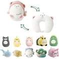 thumbnail image 1 of Kids Travel Pillow, 2-in-1 Deformable Kids Neck Pillow for Traveling, Soft U-Shaped Pillow with Adorable Animal Design, Comfy Sleep and Play, Ideal for Airplanes and Cars, 1 of 6