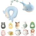 thumbnail image 1 of Kids Travel Pillow, 2-in-1 Deformable Kids Neck Pillow for Traveling, Soft U-Shaped Pillow with Adorable Animal Design, Comfy Sleep and Play, Ideal for Airplanes and Cars, 1 of 6