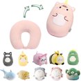 thumbnail image 1 of Kids Travel Pillow, 2-in-1 Deformable Kids Neck Pillow for Traveling, Soft U-Shaped Pillow with Adorable Animal Design, Comfy Sleep and Play, Ideal for Airplanes and Cars, 1 of 6