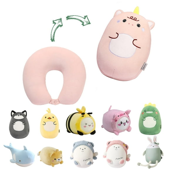 stocaggio 2-in-1 Convertible Kids Travel Pillow, Soft U-Shaped Neck Pillow with Adorable Animal Design, Unicorn