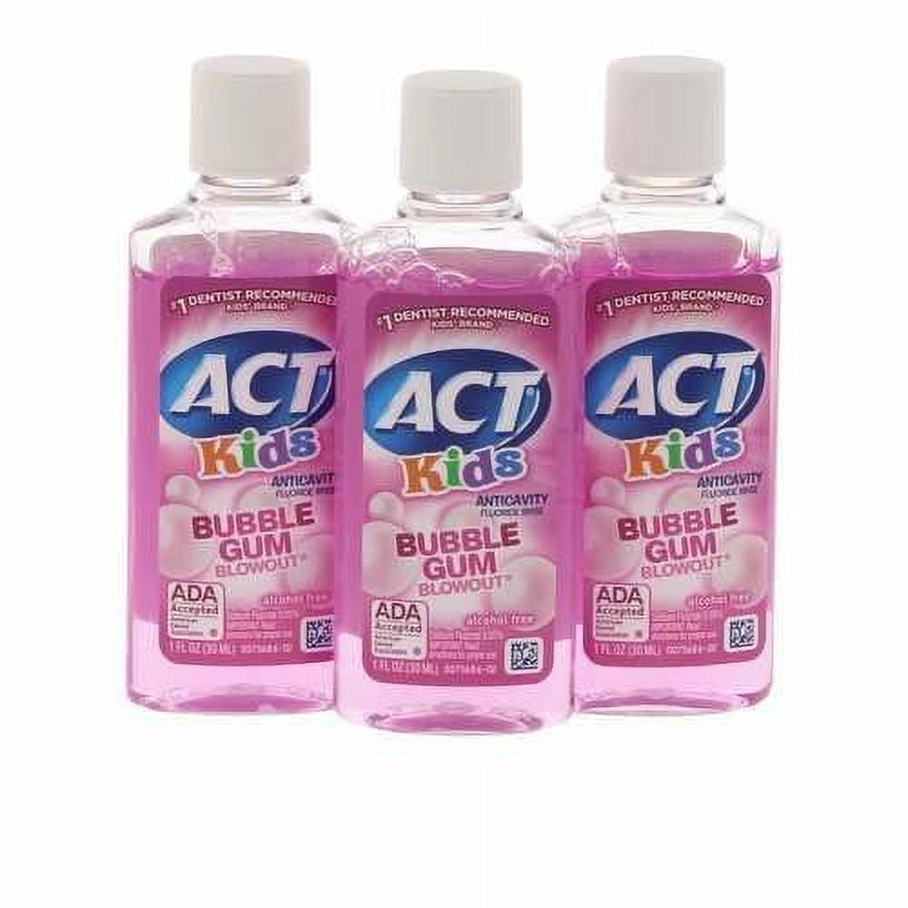Kids Travel Size Mouthwash AIF9 Bubble Gum - 1 oz. (Pack of 3)