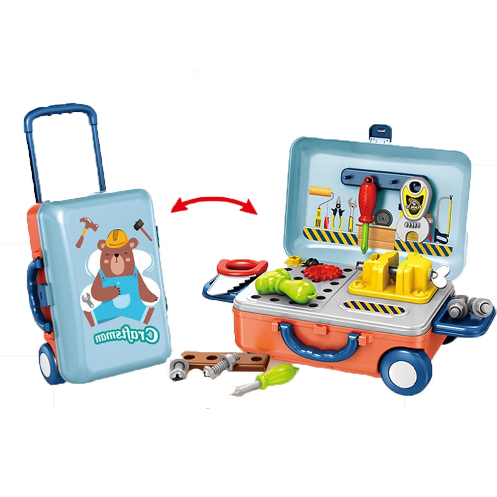 Kids Travel Suitcase Playset for Pretend Play,Kitchen Toy,Beauty Vanity