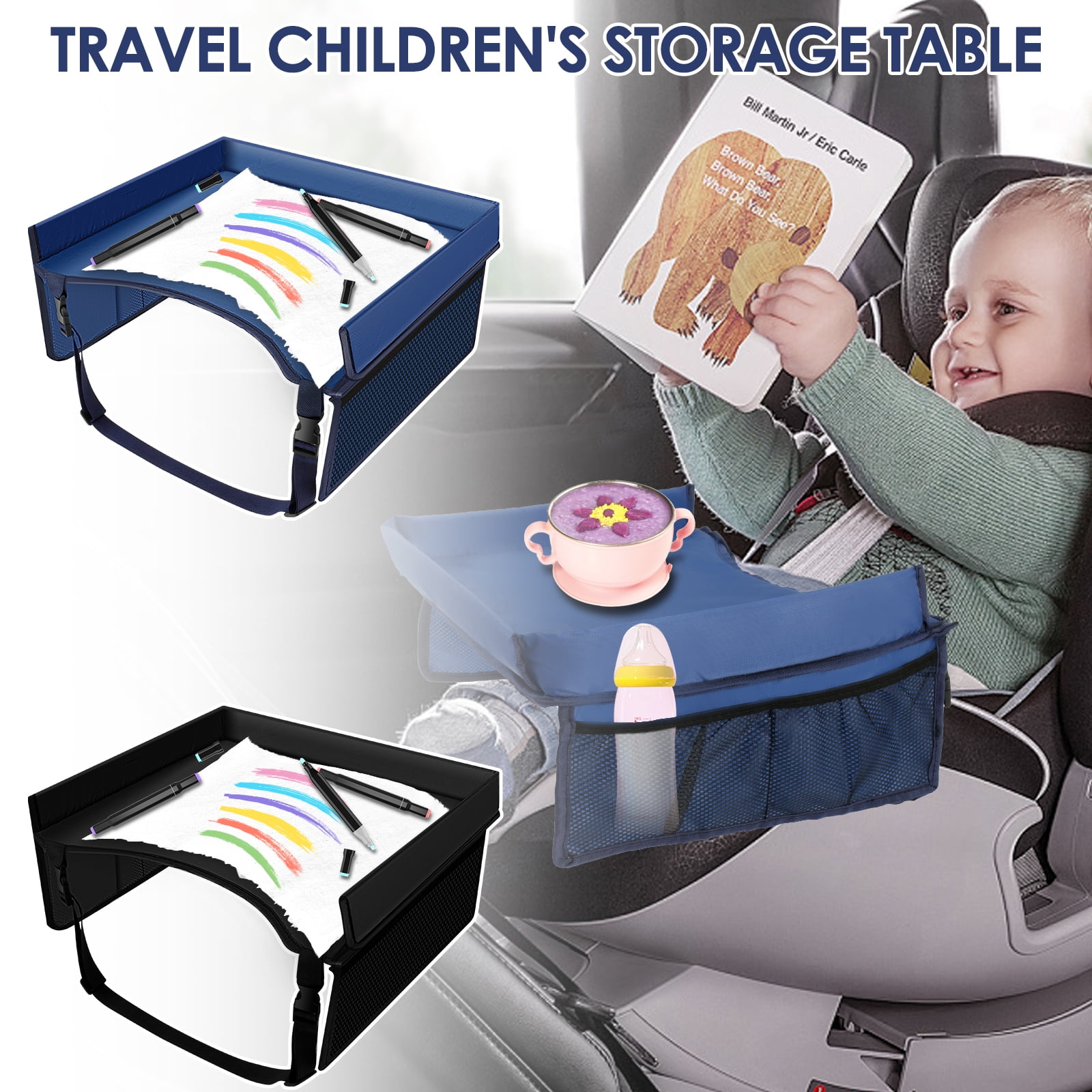 Kids Travel Tray Foldable Kid Car Tray for Toddler Car Seat Travel Tray for Airplane Toddler Car Seat Lap Tray Carseat Table Tray for Kids Travel