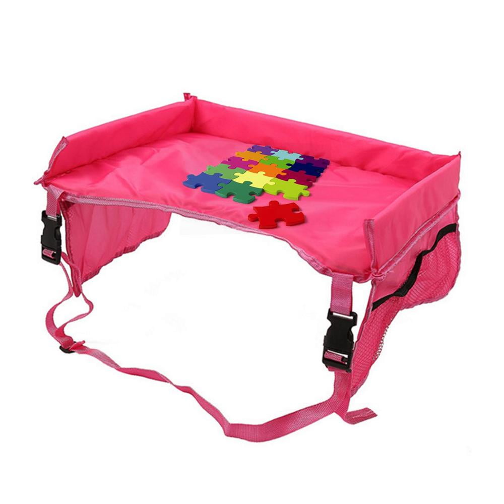 GNEGNI Kids Travel Tray for Airplane, Foldable Pink Travel Tray