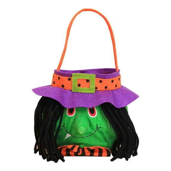 Kids Trick Or Treat Gift Basket Party Tote Bags Loot Bag Pumpkin Handbag Halloween Candy Bag GREEN