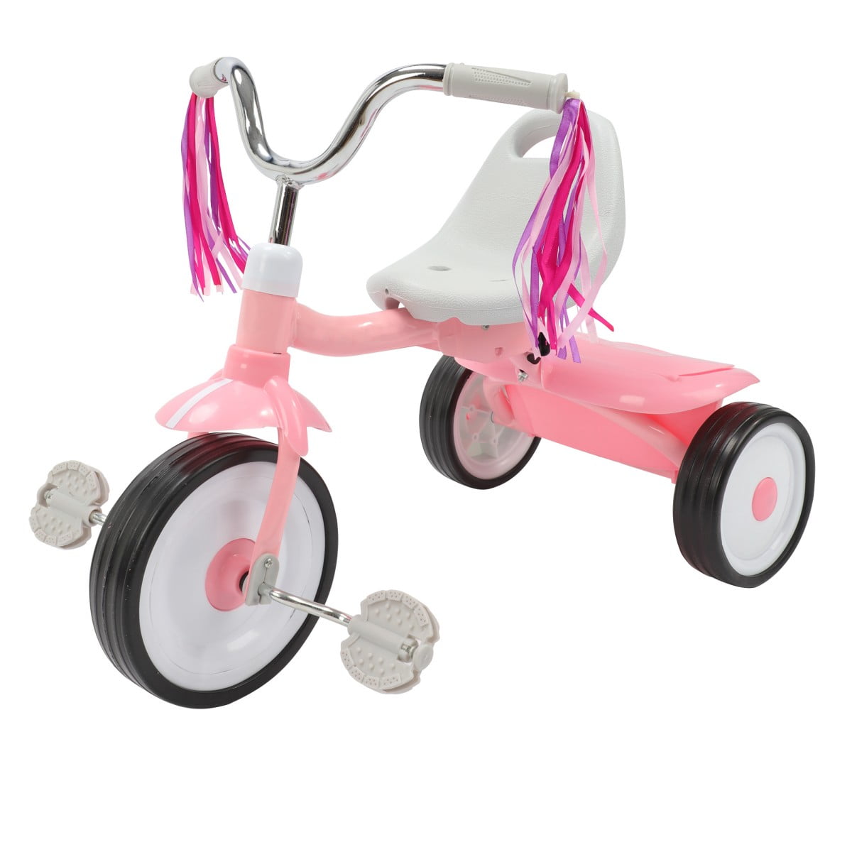 Kids Tricycle Age 2 3 4 Years Old, Kids Trike with Back Basket and Removable Pedal, 3 Wheel Bike Riding Toy Gift for Girls