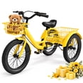 thumbnail image 1 of Kids Tricycle for Boys Ages 2-4, Akaber 12" Tricycle for Kids with 2 Storage Baskets, Dual Handbrake, Yellow, 1 of 9