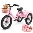 thumbnail image 1 of Kids Tricycle for Girls Ages 4-9, Akaber 16" Tricycle for Kids with 2 Storage Baskets, Dual Handbrake, Pink, 1 of 9
