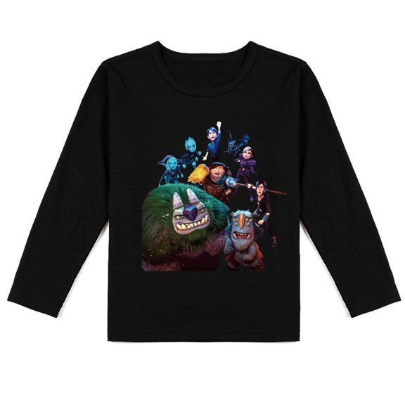 Kids Trollhunters Cotton Long Sleeve T-shirt: Trendy Print for Spring & Autumn Fashion