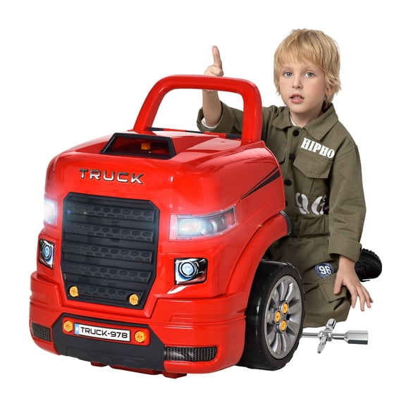 Kids Truck Engine Toy Set, 61-Piece Mechanic Workshop with Play Key Fob and Sounds for Ages 3-5