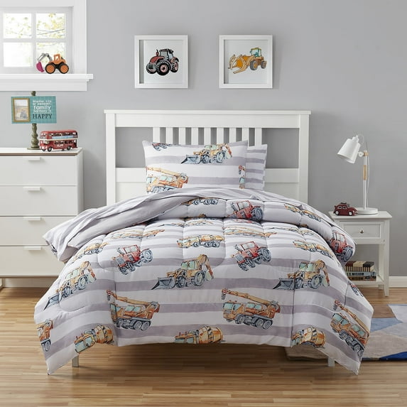 Kids Trucks Bed in a Bag 5 Piece Comforter, Sham & Sheet Set Twin