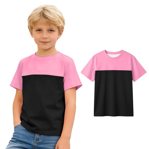 Kids Tshirt Short Sleeve Crew Neck Color Block Casual Tops Tees Summer Tops Boys T Shirts Size 4-5 Years