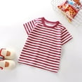 thumbnail image 1 of Kids Tshirt Striped Short Sleeve Crewneck Casual Summer T Shirts Toddler Girl Shirts for Toddler Boy 18-24 Months, 1 of 5
