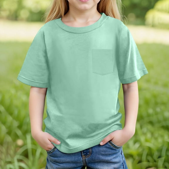 Kids Tshirts Boys Girls Comfortable Short Sleeve Shirts Boys Light Green Shirts Boys Summer T-Shirts Boys 8-9 Years Shirts