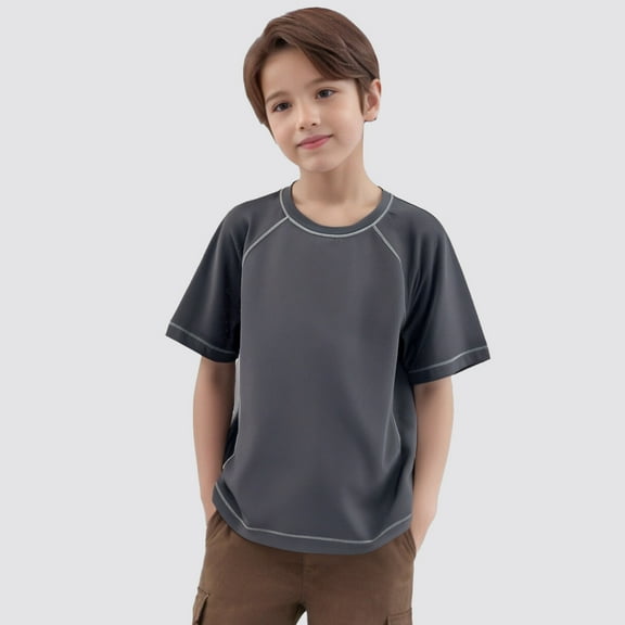 Kids Tshirts Boys Girls Casual Boys Short Sleeve Shirt Grey Shirts Boys Summer T-Shirts Pajamas Boys 9-10 Years