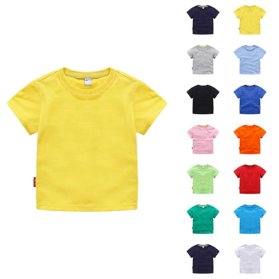 Kids Tshirts Summer Lightweight Breathable Short Sleeve Plain Crewneck Basic Tees Boys Girls T Shirts 1-10 Years