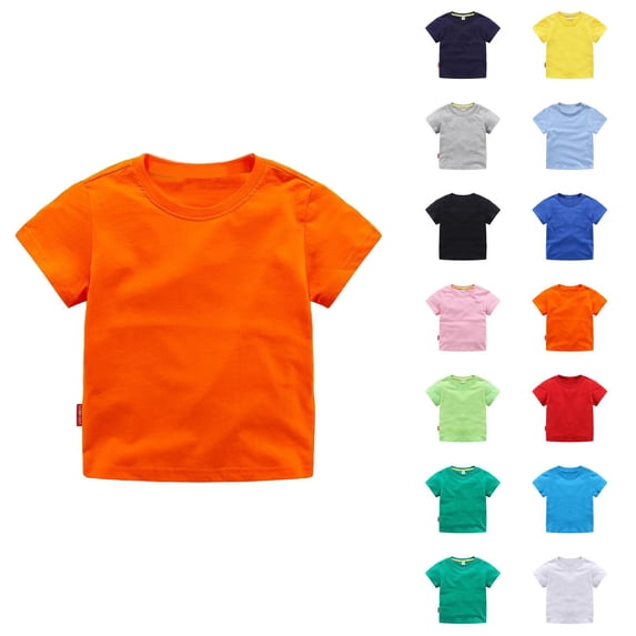 Kids Tshirts Summer Lightweight Breathable Short Sleeve Plain Crewneck Basic Tees Boys Girls T Shirts 1-10 Years