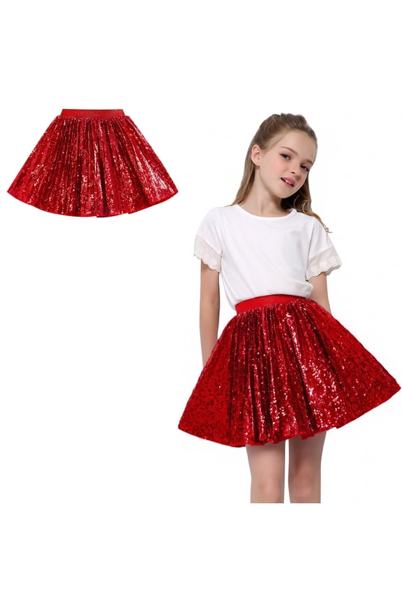 Kids Tulle Skirt Layered Red Tutu Sparkle Tulle Tutu Skirt Elastic Waist Kids Ballet Skirt Christmas Tutu 3-4 Years