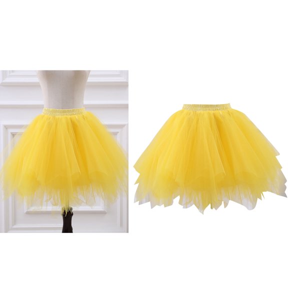 Kids Tulle Skirt Layered Yellow Tutu Elastic Waist Ballet Dance Tutu Skirt Christmas Tutu 2-12 Years