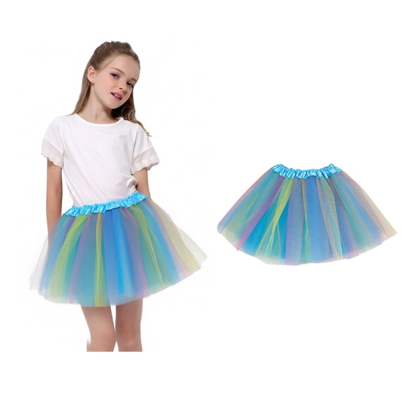 Kids Tulle Skirt Layers Blue Tutu Elastic Waist Ballet Dance Dress Princess Tutu Fairy Dress