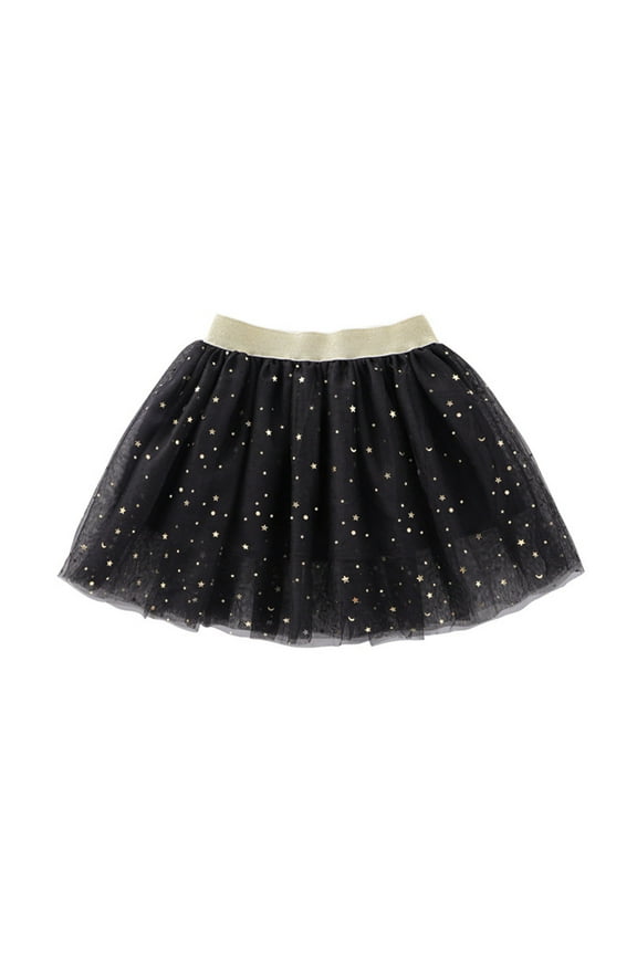 Kids Tulle Tutu Skirt With Glitter Print Star Princess Party Skirt For Girls 1 10 Years Size 8-10T