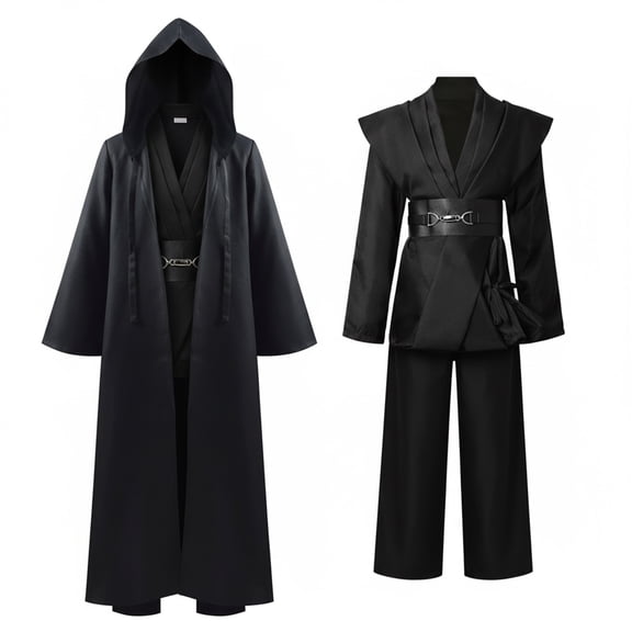 Kids Tunic Costume for Jedi Outfit Halloween Cosplay Costume Hooded Robe Cloak Full Set Uniform