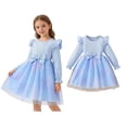 thumbnail image 1 of Kids Tutu Dress Ruffles Long Sleeve Girls Blue Dress Sparkly Girls Tulle Dress Winter Dress Girls Dresses 9-10 Years, 1 of 9