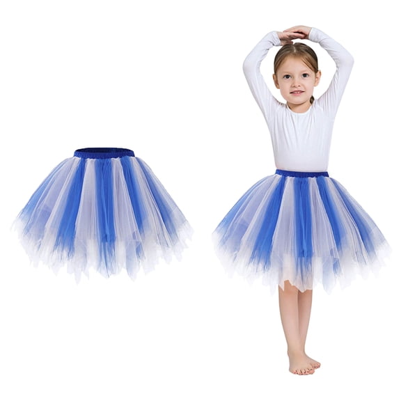 Kids Tutu Skirt Layers Blue Tutu Elastic Waist Ballet Tutu Skirts Birthday Dresses 6-10 Years